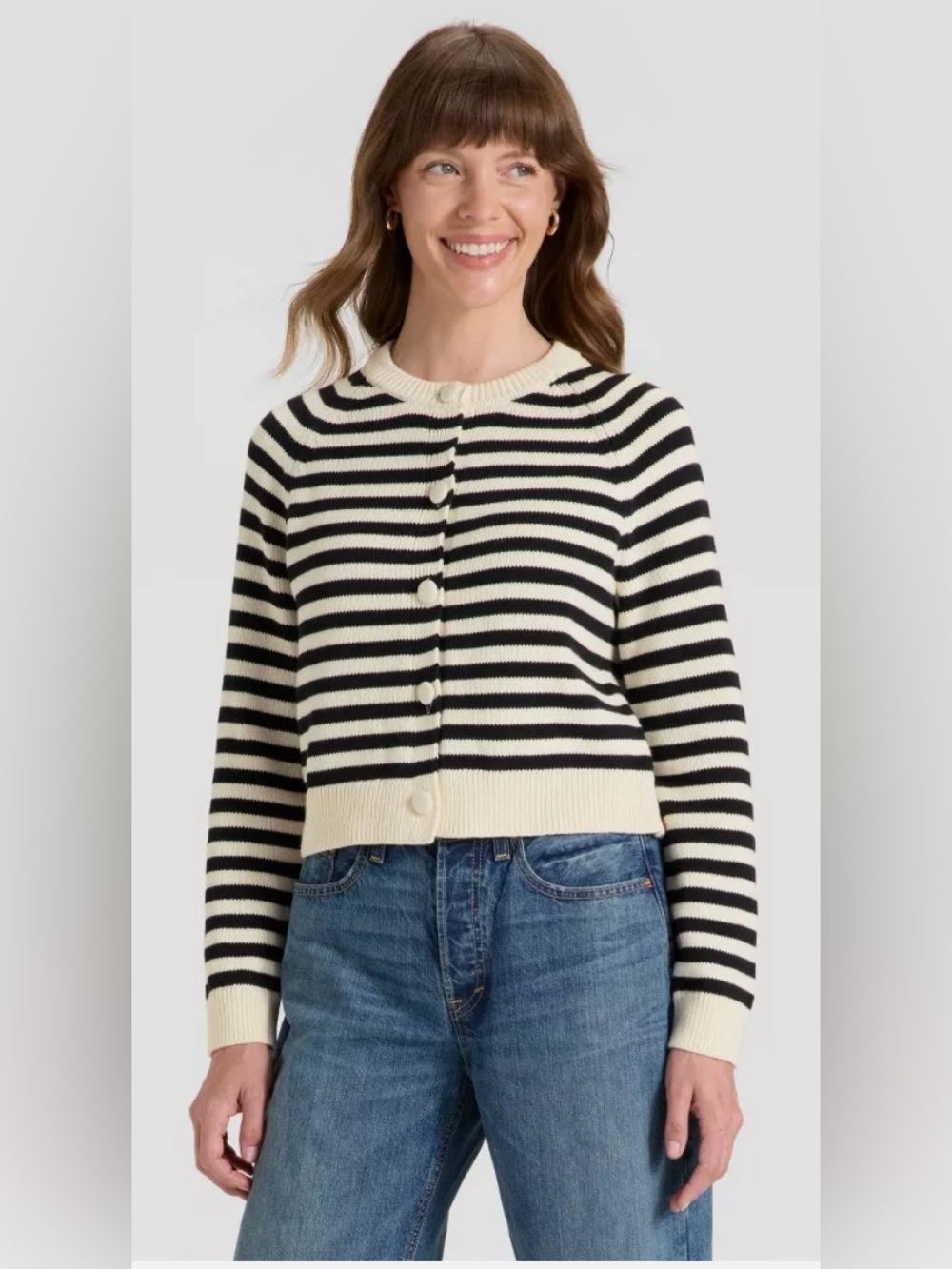 Women's Button-Down Black and Cream Cardigan - Universal Thread